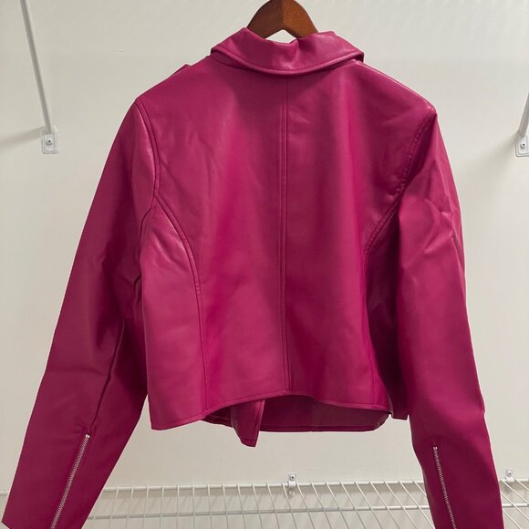 Eloquii Very Berry (Fuchsia/Hot Pink) Faux Leather Moto Jacket– Size 14/16 (NWT) - Picture 3 of 6